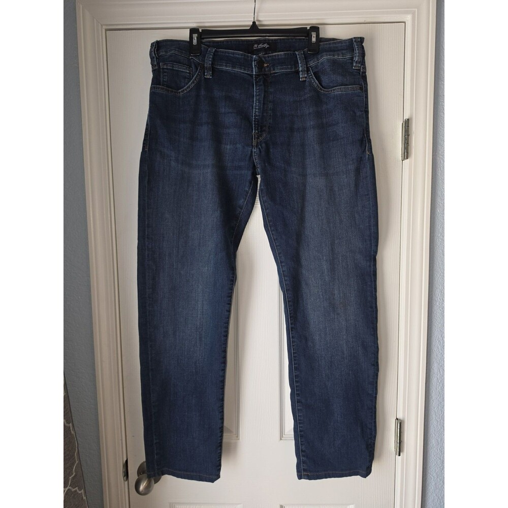 34 Heritage Courage Mid Rise Straight Jeans Mens 38x34 Blue Stretch Casual